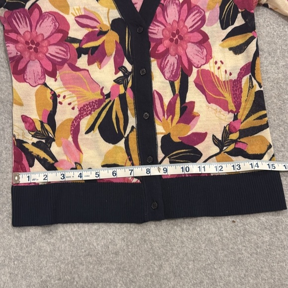 Tory Birch Floral Cardigan with Black Trim- size M - Picture 7 of 9